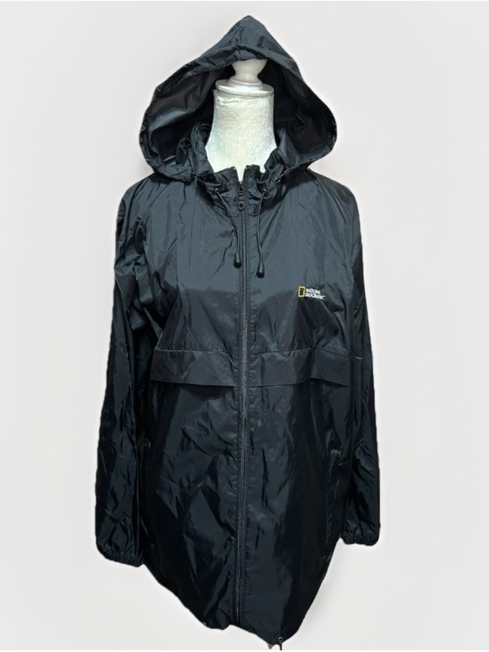 National Geographic Jacket Large Hooded Windbreaker Black Lightweight